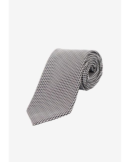 Tom Ford Gray Geometric Pattern Print Silk Tie for men