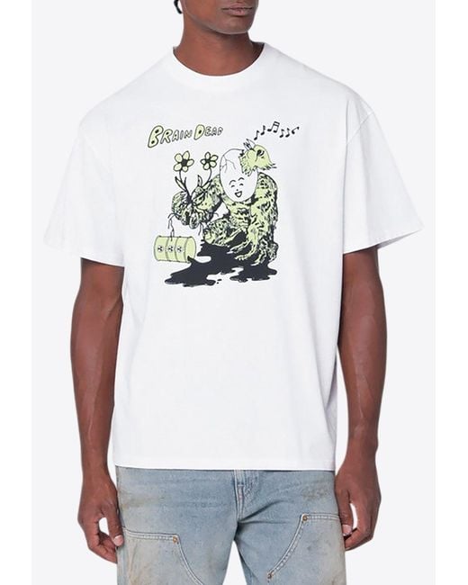 Brain Dead White Nuclear Evolution Printed T-Shirt for men