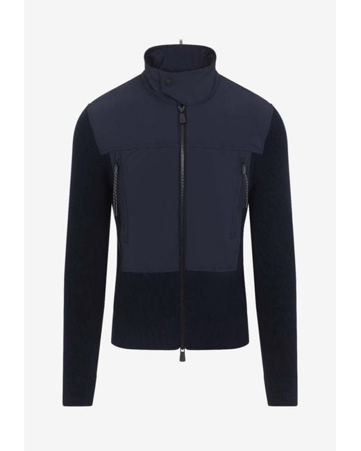 Moncler Blue High-Neck Zip-Up Jacket for men