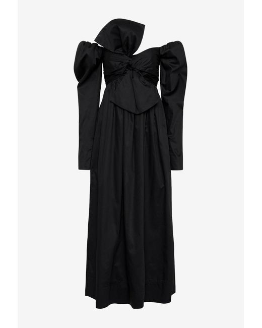 Aje. Black Valentina Bow Midi Dress