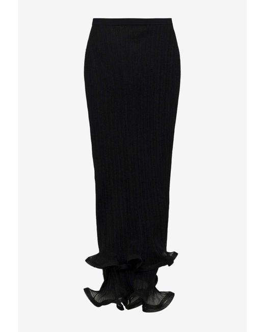 Jonathan Simkhai Black Kelso Ruffled Midi Skirt