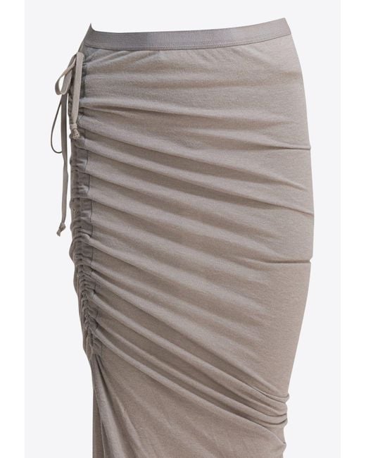 Rick Owens White Edfu Asymmetric Midi Skirt