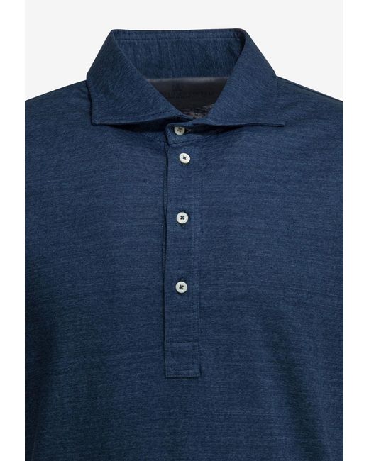 Brunello Cucinelli Blue Basic Polo T-Shirt for men