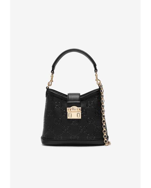 Gucci Small Leather Shoulder Bag in Black | Lyst