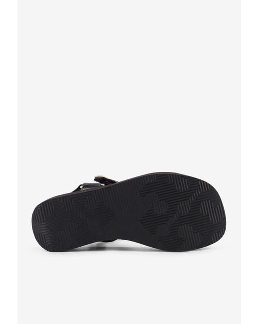 Tory Burch Black Mellow Leather Flatform Sandals