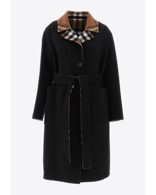 Burberry Black Reversible Single-Breasted Wool Coat