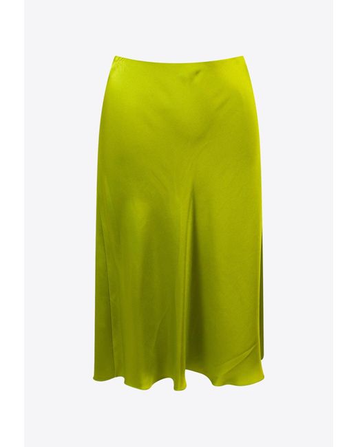 Fendi Green Midi Silk Skirt