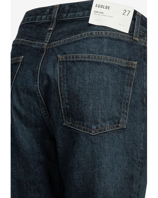 Agolde Blue Logo Patch Straight-Leg Jeans