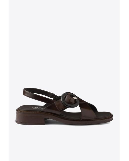 Prada Brown Buckled Sandals