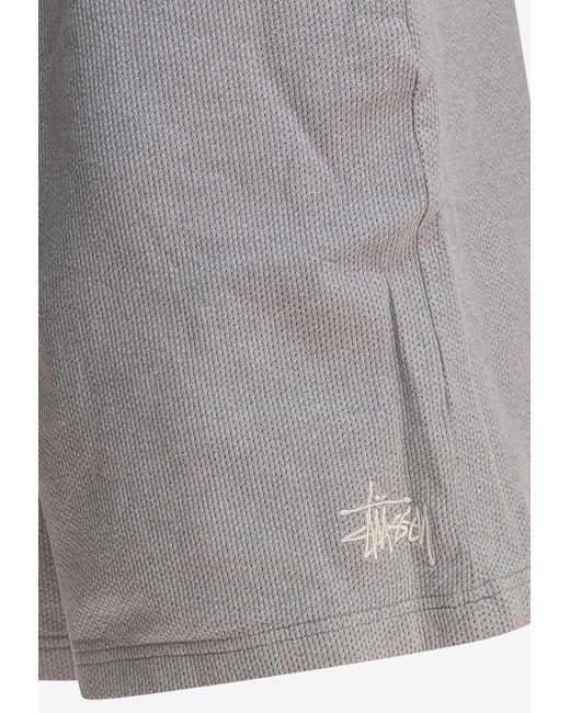 Stussy Gray Logo Print Track Shorts for men