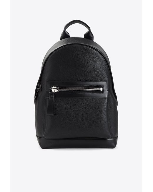 Tom Ford Black Calf Leather Zip Backpack for men