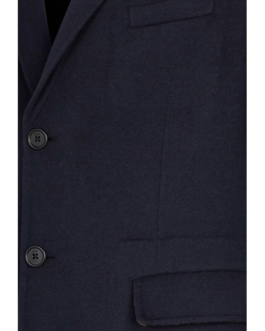 Fendi Blue Double-Breasted Wool Coat for men