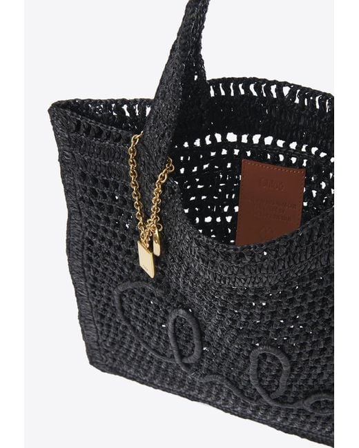 Chloé Black Summer Banana Woven-Raffia Tote Bag