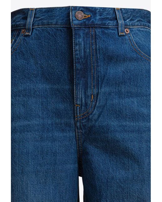 Chloé Blue Logo Patch Wide-Leg Jeans