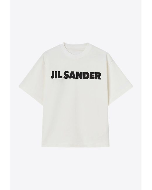 Jil Sander White Logo Print Oversized T-Shirt