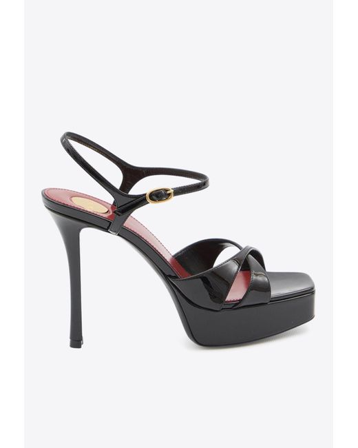 Saint Laurent Black Debbie 110 Patent Leather Platform Sandals