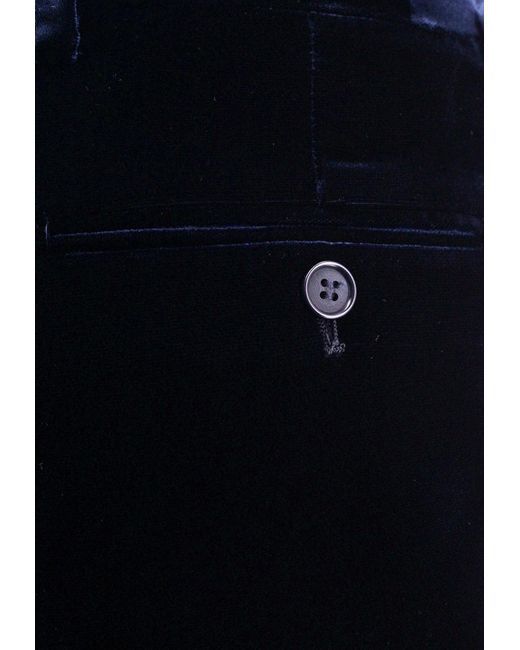 Giorgio Armani Blue Straight-Leg Velvet Pants for men