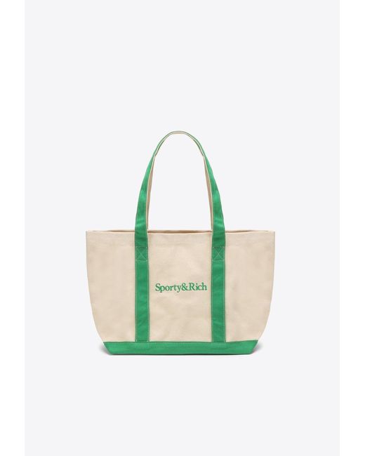 Sporty & Rich Logo-embroidered Tote Bag in Green | Lyst