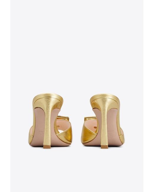 Roger Vivier Natural Trompette 85 Metal Buckle Mules