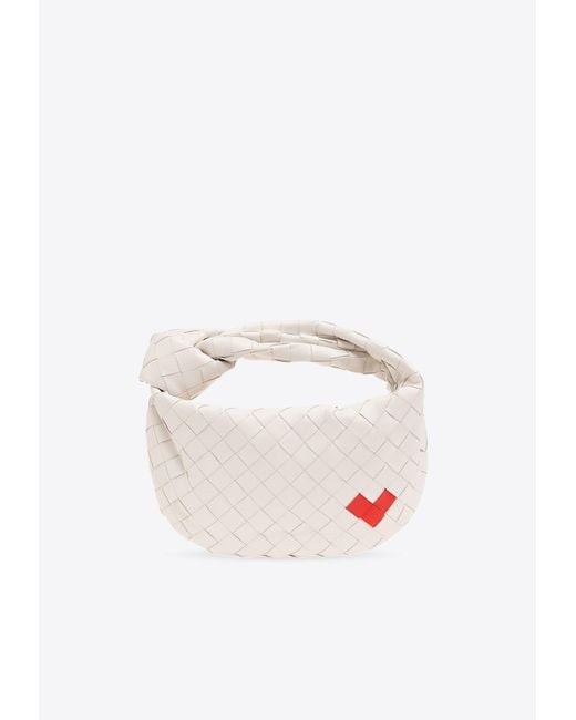 Bottega Veneta White Mini Jodie Top Handle Bag With Heart