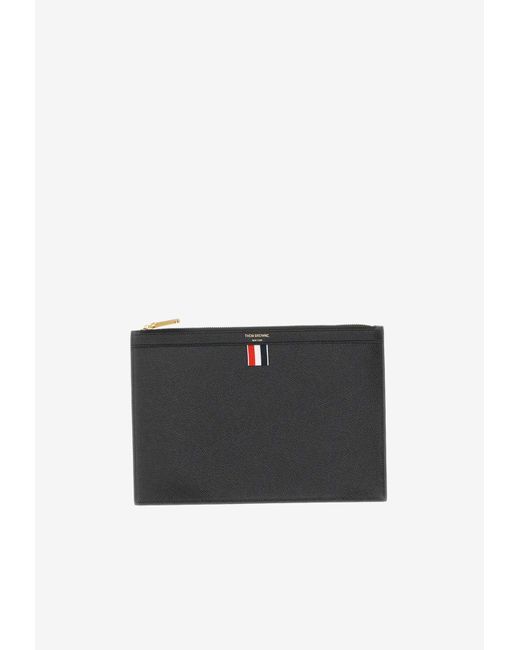 Thom Browne Black Small Grained Leather Document Holder for men