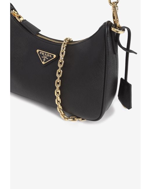 Prada Black Saffiano Leather Shoulder Bag Re Edition
