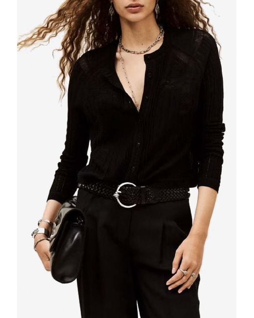 Ba&sh Black Puria Wool-Blend Cardigan