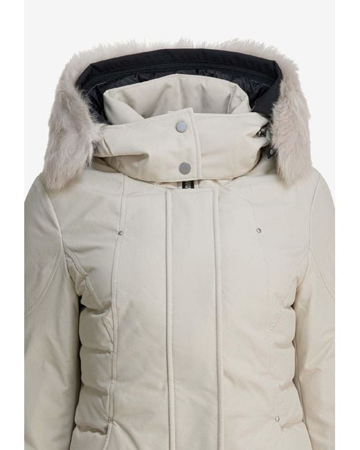Moose Knuckles Gray Cloud Shearling-Trimmed Parka