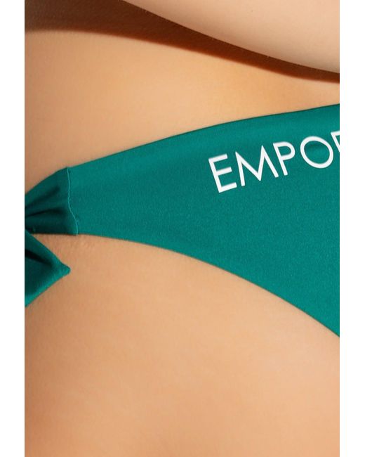 Emporio Armani Green Logo Print Bikini Bottom