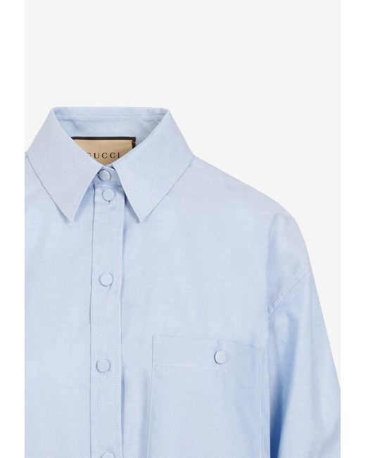 Gucci Blue Layered-Effect Long-Sleeved Shirt