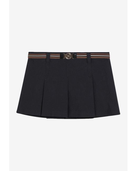 Miu Miu Black Pleated Mini Skirt
