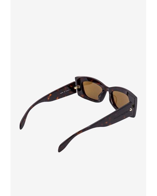 Alexander McQueen Black Spike Studs Rectangular Sunglasses
