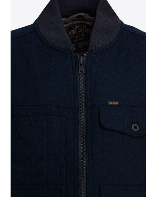 Filson Blue Wool-Blend Zip-Up Vest for men