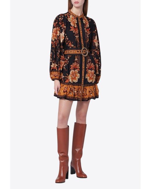 Farm Rio Red Majestic Garden Mini Dress