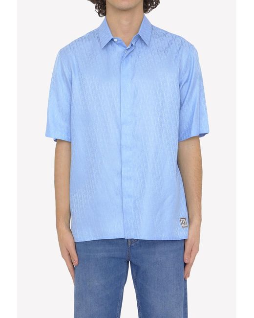 Dior Blue X Erl Short-sleeved Logo Jacquard Shirt for men
