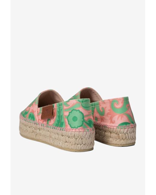 Etro Green Logo Patch Printed Espadrilles