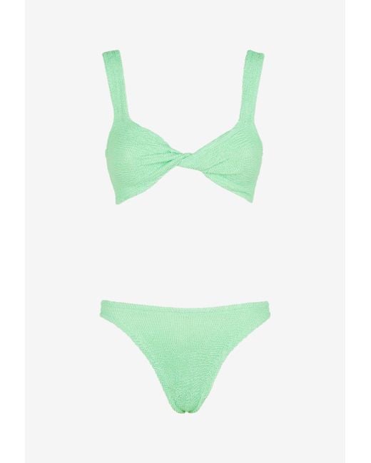 Hunza G Synthetic Juno Twisted Crinkled Bikini Set in Green | Lyst ...