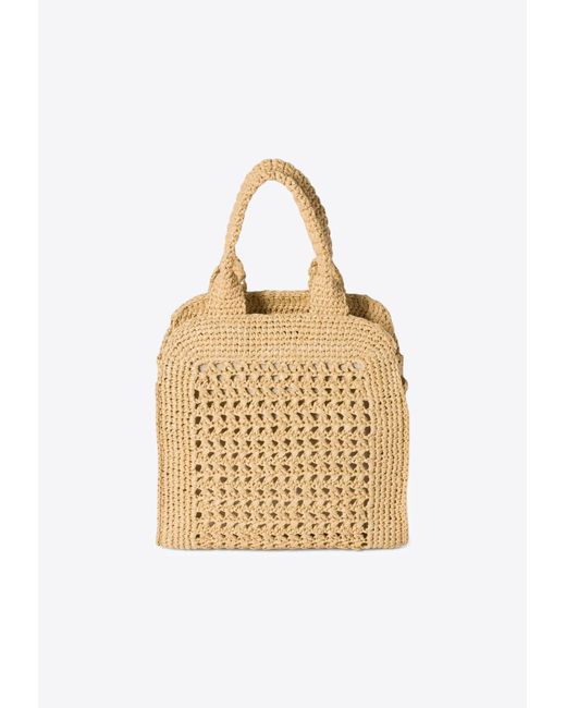 Miu Miu Metallic Raffia-Effect Woven Handbag