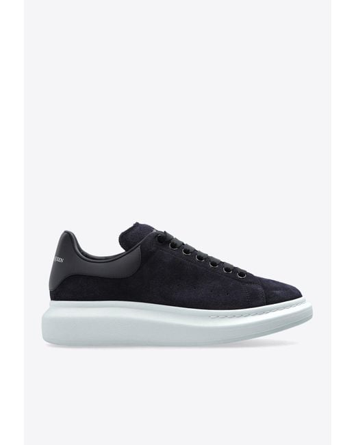 Alexander McQueen Blue Oversized Suede Low-Top Sneakers for men