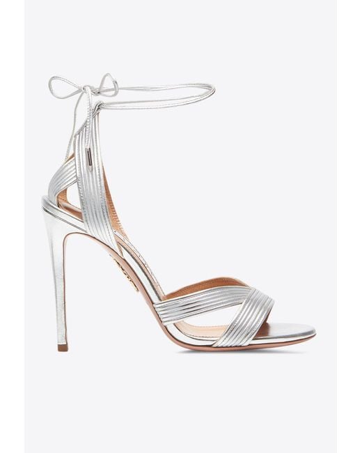 Aquazzura Women's White Ari 105 Leather Sandals