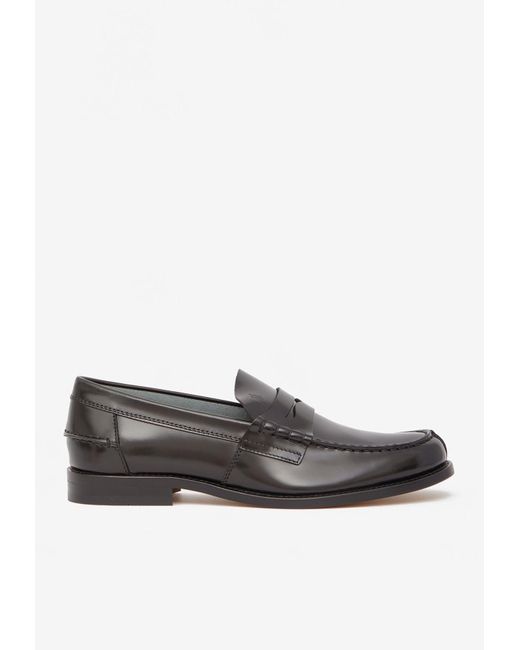Tod's Penny Bar Leather Loafers in Gray for Men | Lyst
