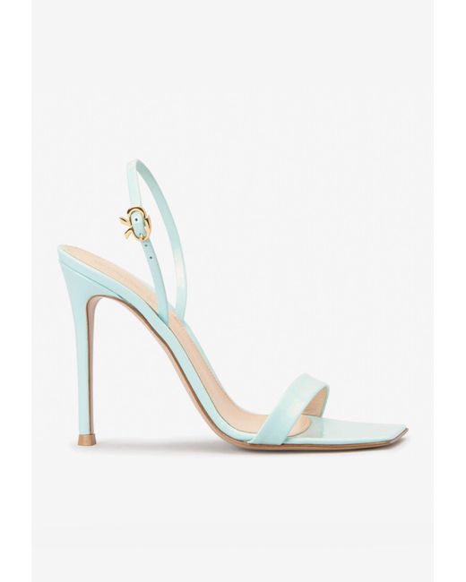 Gianvito Rossi Ribbon 105 Patent Leather Sandals in Mint (White) | Lyst