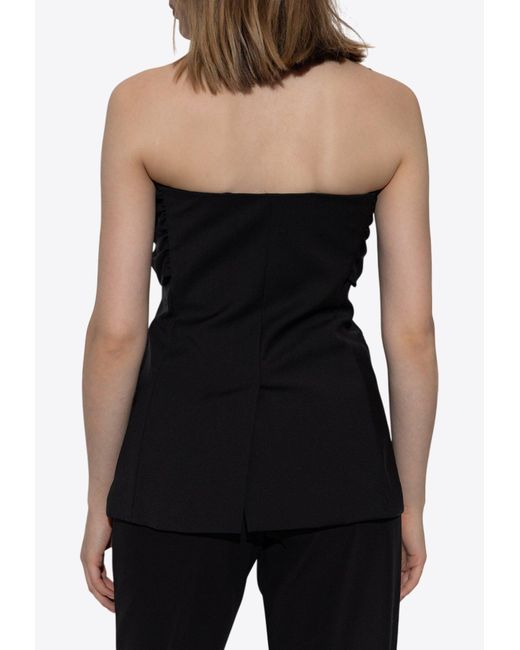 Max Mara Black Veruska Blazer-Inspired Bustier Top