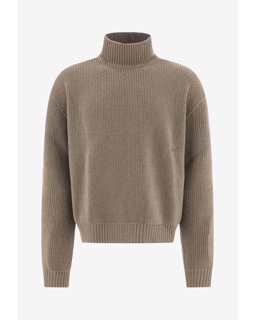 Rick Owens Brown Turtleneck Wool Sweater for men