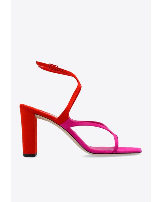 Jimmy Choo Red Azie 85 Suede Sandals