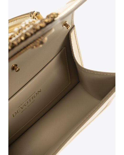 Dolce & Gabbana Natural Small Devotion Metallic Leather Shoulder Bag
