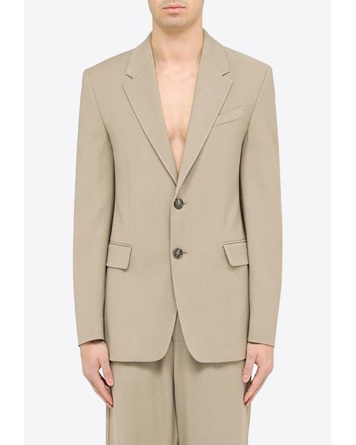 AMI Natural Single-Breasted Wool Blend Blazer for men