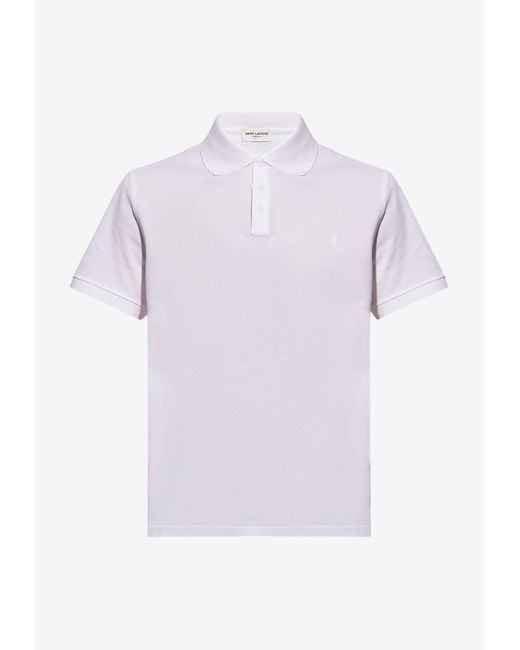 Saint Laurent Purple Cassandre Embroidered Polo T-Shirt for men