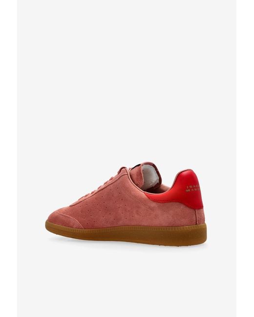 Isabel Marant Red Bryce Suede Low-Top Sneakers