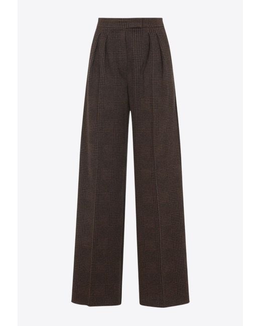 Max Mara Brown Ponza Checked Pants